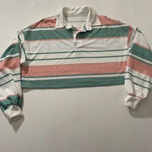 Vintage Stripped Cropped Polo Shirt